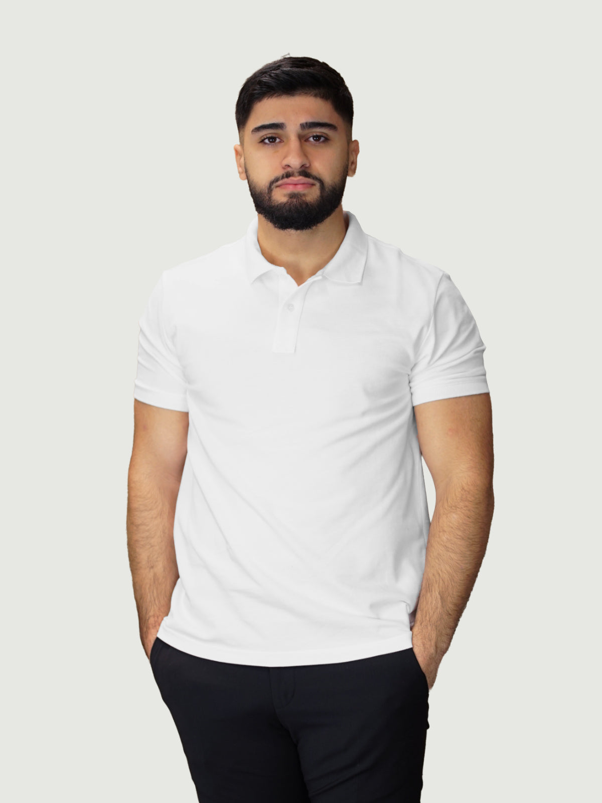 weißes Basic Polo